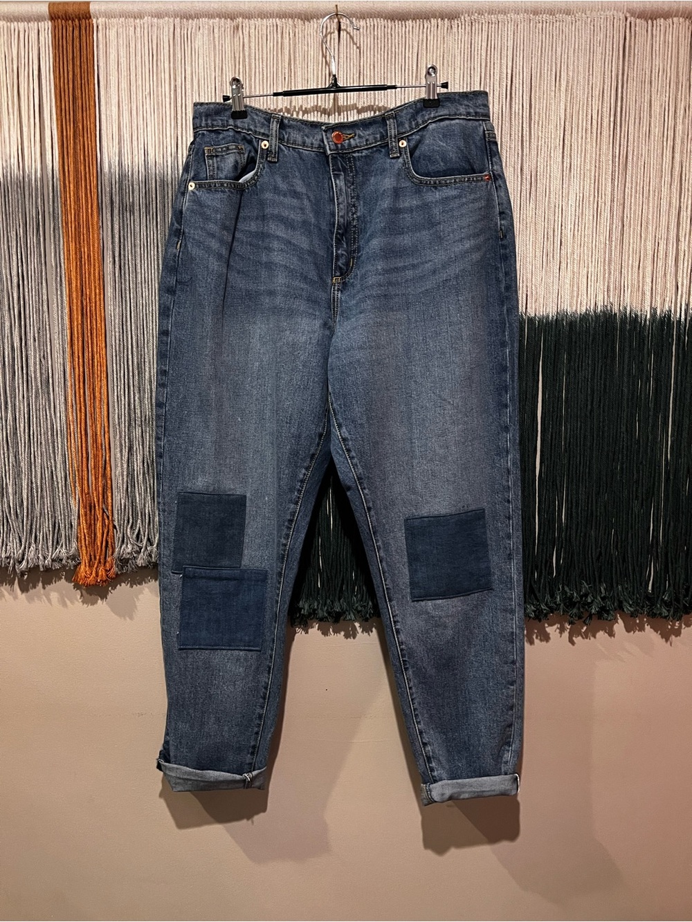 Universal Thread Dark Blue Patchwork Boyfriend Jeans